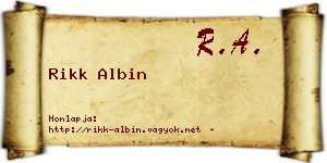 Rikk Albin névjegykártya